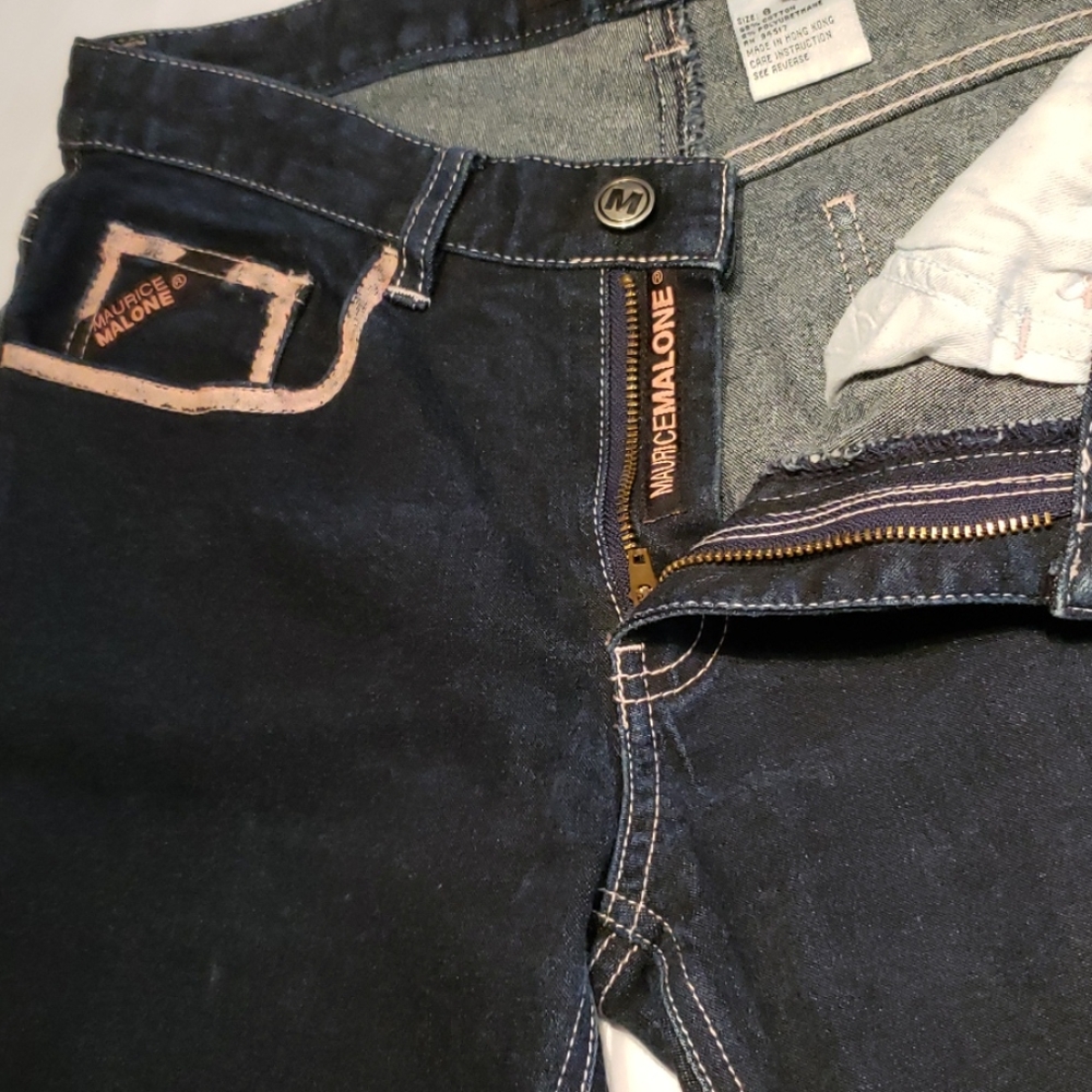 Maurice Malone Collection NEW Hand-Painted Unique JEANS Navy Pink Women's 🎉HP🎉 - Picture 10 of 15
